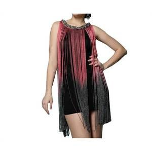 NEW MAIN STRIP panther fringe dress in pink ombre